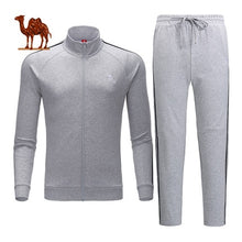 Load image into Gallery viewer, CAMEL 2 Pices Men"s Fitness Suit Long-sleeved Sports Cloth Running Sportswear Outdoor Exercise Running Suit Gym Sport Suit