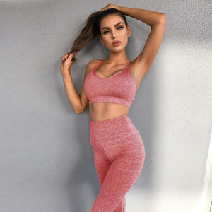 Women's Yoga Fitness Vest Suit  High Waist Leggings Workout Pants/Shirts